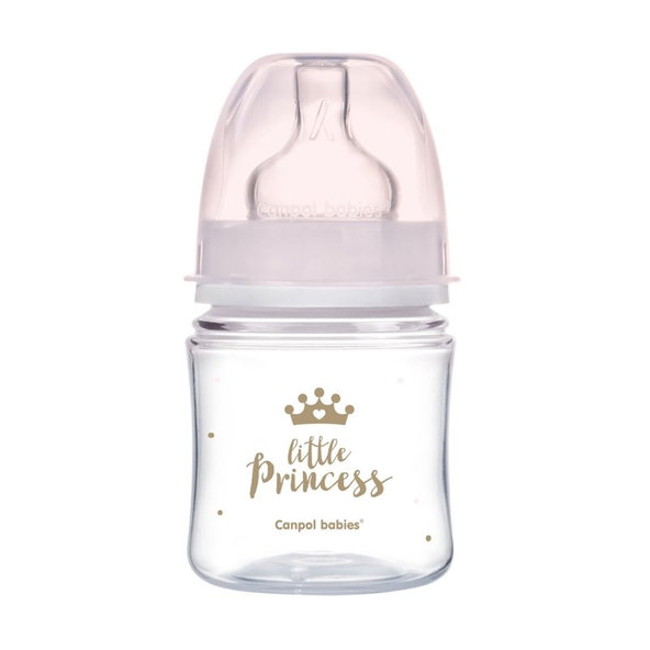 Canpol Babies láhev se širokým hrdlem Royal Baby růžová 120 ml