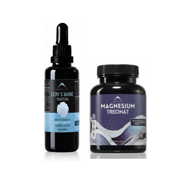 Hrotlife Nootropic bundle Lion’s Mane 50 ml + Magnesium Treonát 90 kapslí