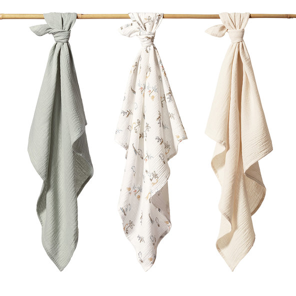 Babyono Super Soft mušelínové pleny 70×70 cm zelená 3 ks