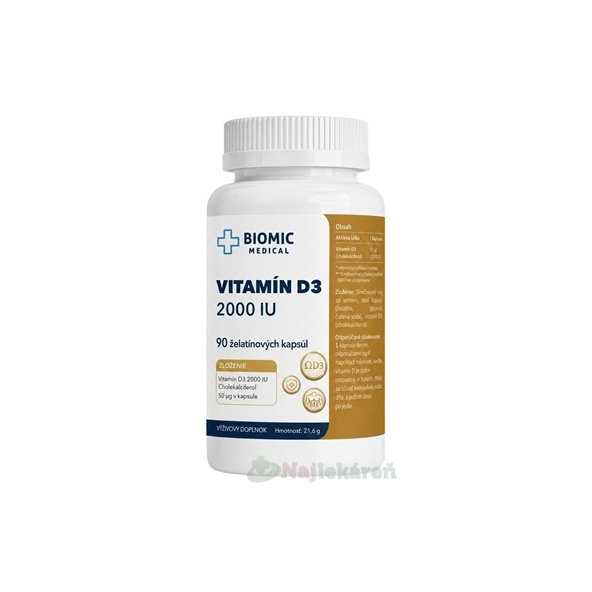 BIOMIC Vitamín D3 2000 IU 90 želatinových kapslí