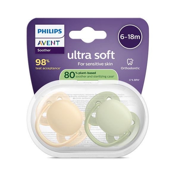 Philips AVENT Dudlík Ultra soft neutral 6-18 m 2 ks