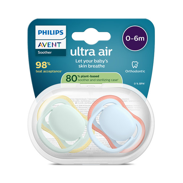 Philips AVENT Dudlík Ultra air 0-6 m modrý/zelený 2ks
