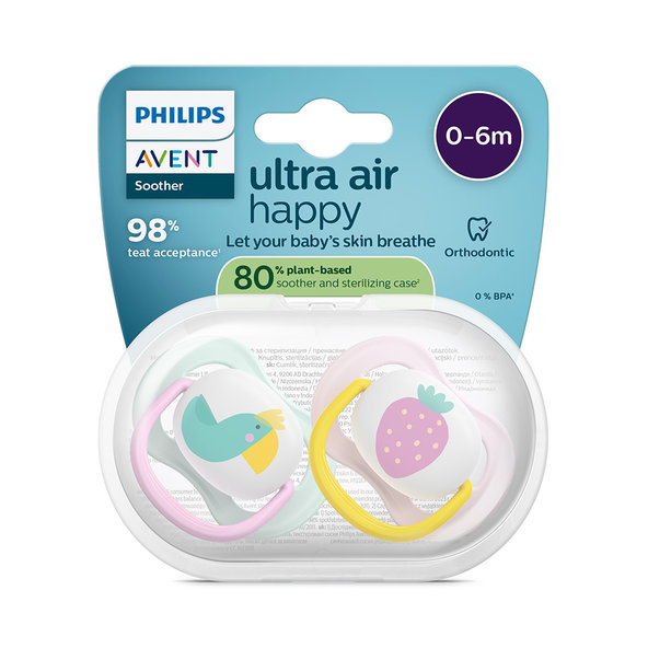 Philips AVENT Dudlík Ultra air obrázek 0-6m dívka 2ks