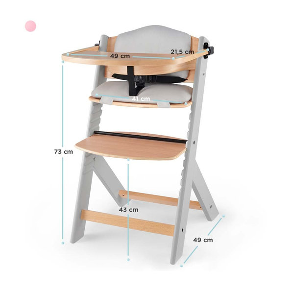 KINDERKRAFT Stolička jedálenská Enock s vložkou Grey