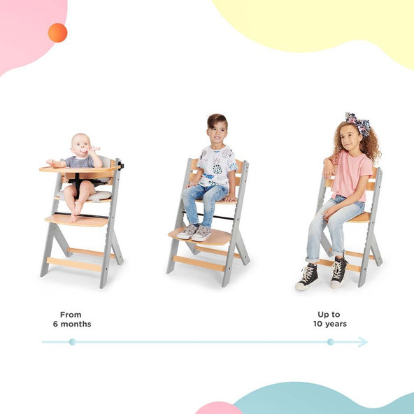 KINDERKRAFT Stolička jedálenská Enock s vložkou Grey