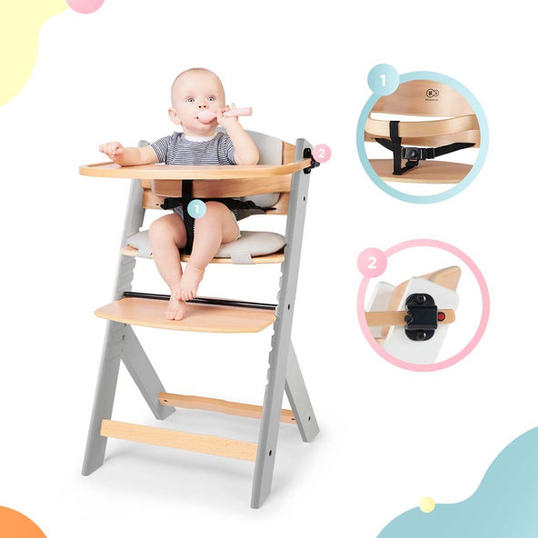 KINDERKRAFT Stolička jedálenská Enock s vložkou Grey