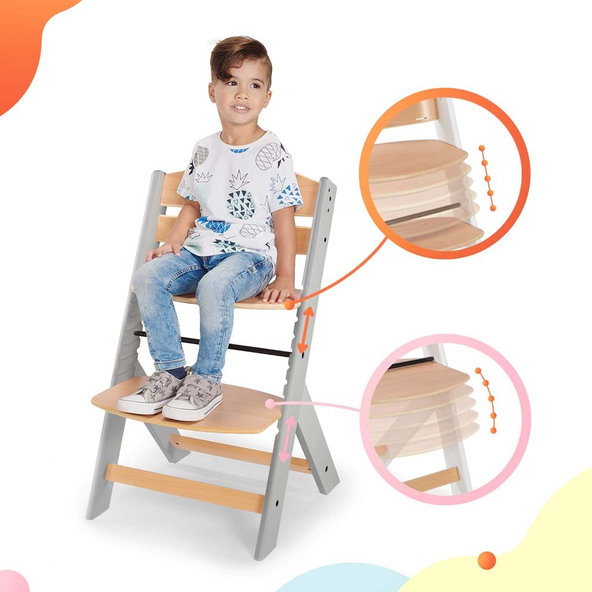 KINDERKRAFT Stolička jedálenská Enock s vložkou Grey