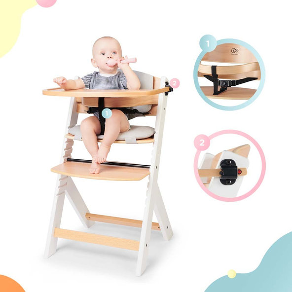 Kinderkraft jedálenská stolička Enock s vložkou White