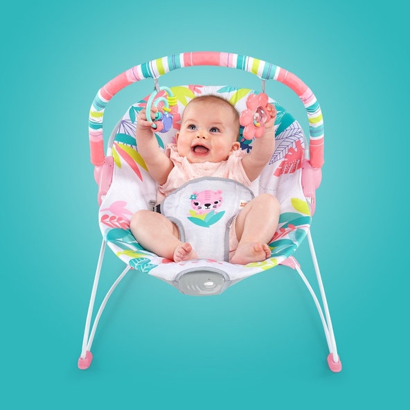 Bright Starts vibrujúce lehátko Flamingo Vibes 0m+ 9 kg