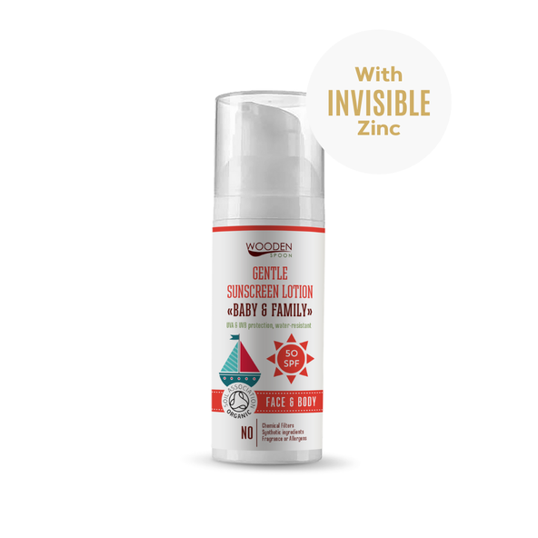 Wooden Spoon opalovací tělové mléko Baby & Family SPF 50 50 ml