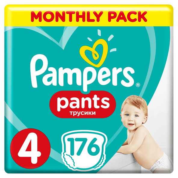 Pampers Active Baby Dry Pants plenkové kalhotky 9–15 kg vel. 4 176 ks