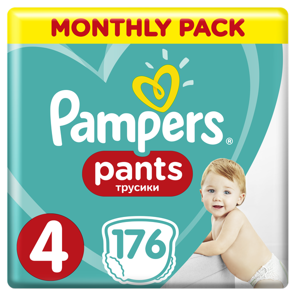 Pampers Active Baby Dry Pants plenkové kalhotky 9–15 kg vel. 4 176 ks