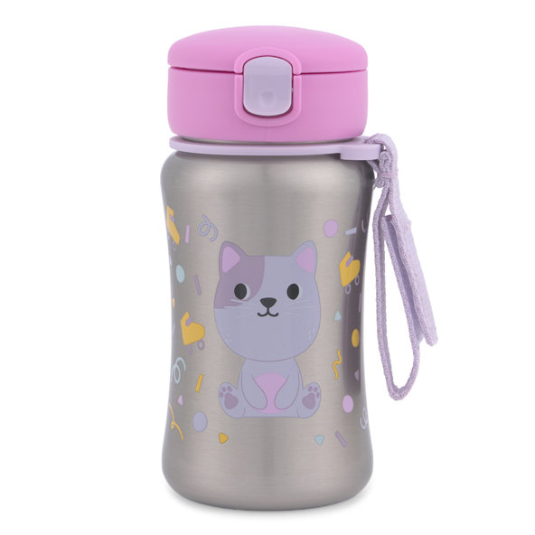 SKIP HOP Besties Squad nerezová láhev s brčkem kočička 12 m+ 350 ml