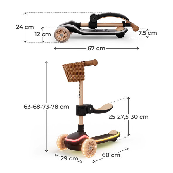 Kinderkraft koloběžka a odrážedlo 2v1 Raket Up Beige