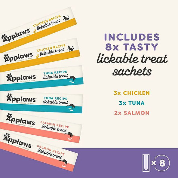 Applaws Cat Treat Variety Selection Puree pamlsek 8 × 15 g