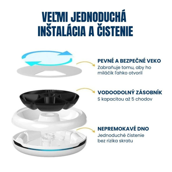 BOT automatický dávkovač krmiva pro zvířata 5 porcí černý