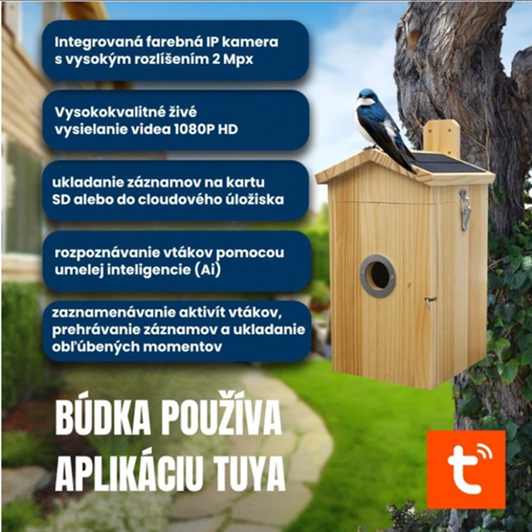 BOT inteligentní ptačí budka s Wi-Fi kamerou Tuya BH2