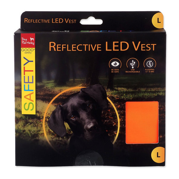 Dog Fantasy nabíjecí LED reflexní vesta pro psy L