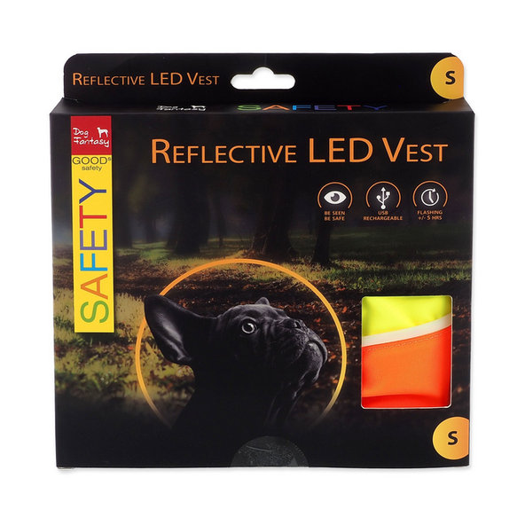 Dog Fantasy nabíjecí LED reflexní vesta pro psy S