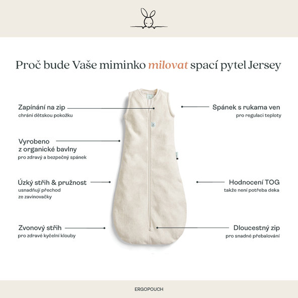 ERGOPOUCH Vak na spaní Jersey Lullaby 1,0 tog 8-24m