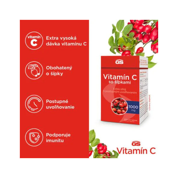 GS Vitamin C 1000 se šípky 100+20 tablet