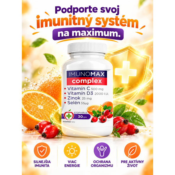 Imunomax Complex s vitamínem C+D3+Zinek+Selen 30 kapslí