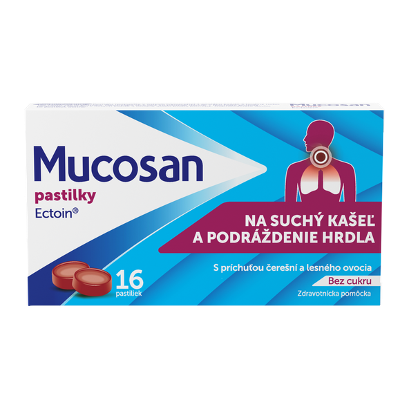 Mucosan pastilky bez cukru třešeň a lesní ovoce 16 pastilek