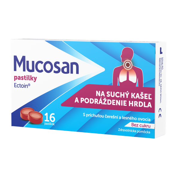 Mucosan pastilky bez cukru třešeň a lesní ovoce 16 pastilek