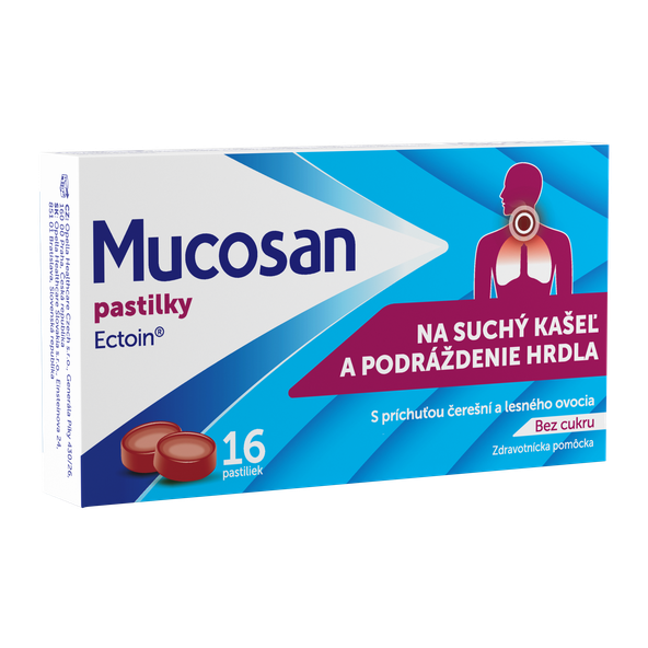 Mucosan pastilky bez cukru třešeň a lesní ovoce 16 pastilek