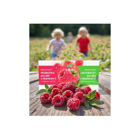 NaturProdukt LAKTOBACILY pro děti s vitamínem C malina 15 ks
