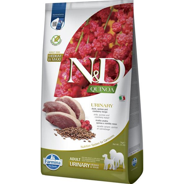 Farmina N&D Quinoa Urinary Duck & Cranberry GF granule pro dospělé psy středních a velkých plemen 7 kg
