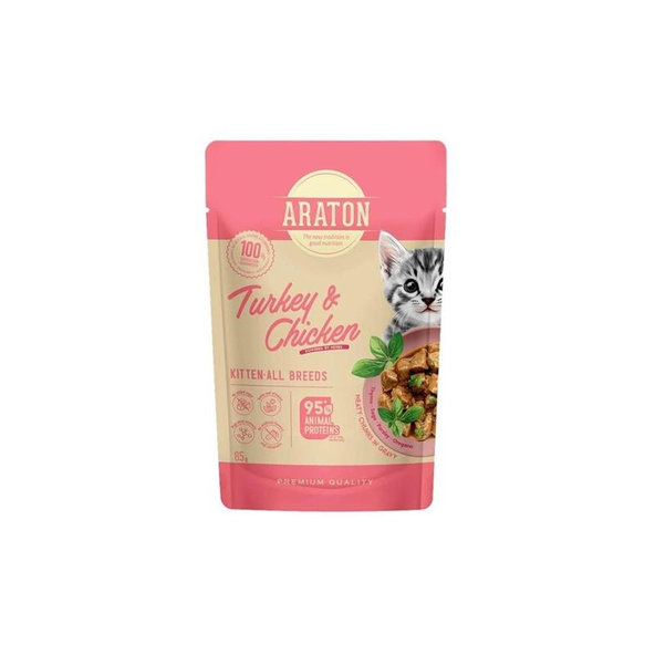 Araton Cat Kitten Turkey & Chicken kapsička pro koťata 85 g