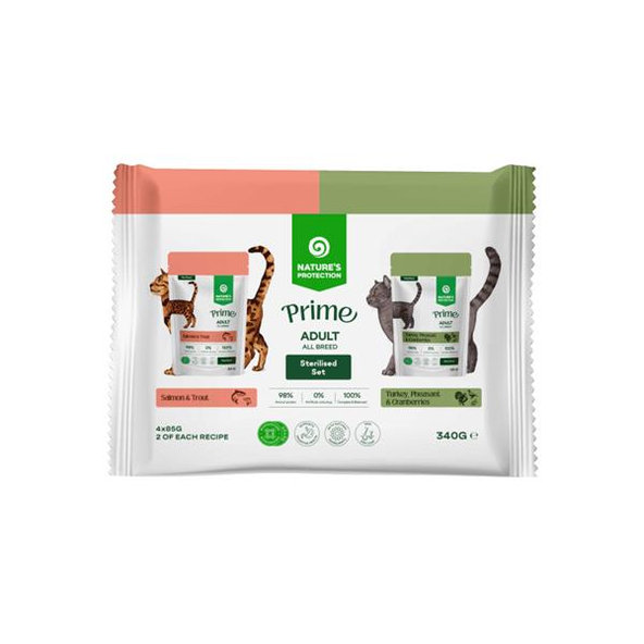 Natures Protection Prime pro kočky adult sterilizované set 4× 85 g