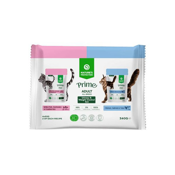 Natures Protection Prime kapsička pro kočky adult set 4× 85 g