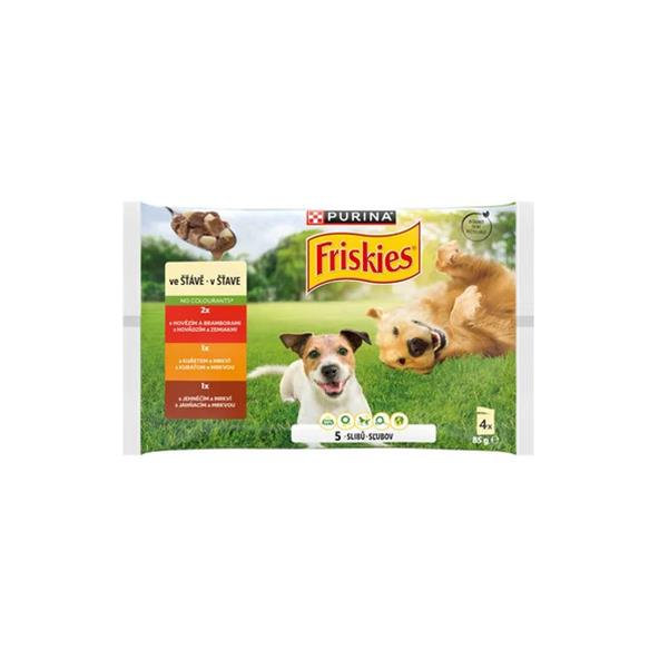 Friskies Adult kapsičky pro psy hovězí kuře jehněčí v želé 4x85 g