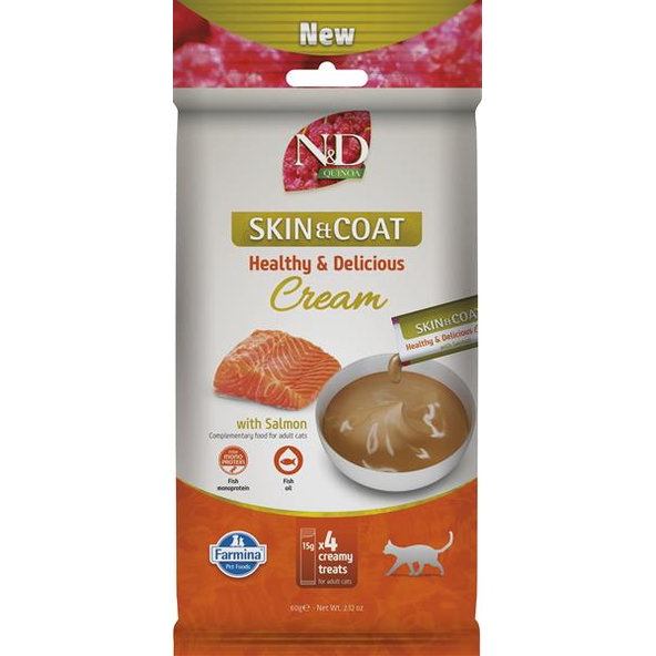 Farmina Creamy N&D Quinoa Cat Skin Coat Salmon Adult pamlsek 60 g