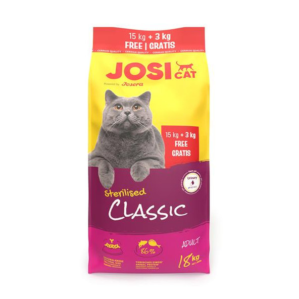 JosiCat Sterilised Classic granule pro sterilizované kočky 15 kg + 3 kg