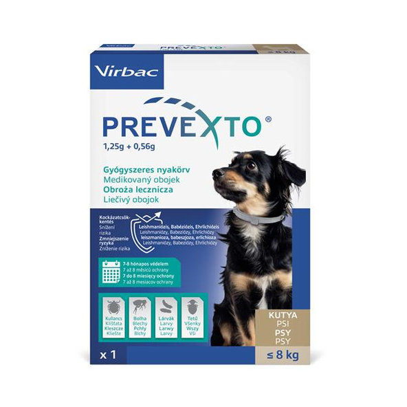 Prevexto medikovaný antiparazitární obojek pro malé psy do 8 kg 1,25 g + 0,56 g