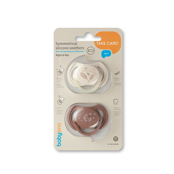 Babyono silikonové symetrické dudlíky 18 m+ 2 ks