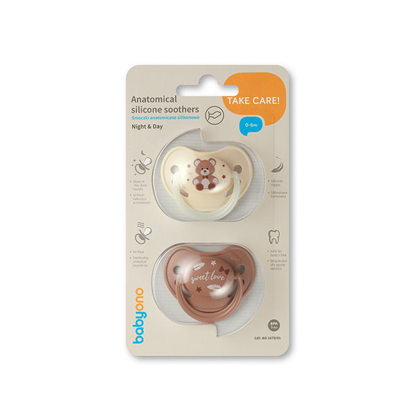 Babyono silikonové anatomické dudlíky 0–6 m 2 ks