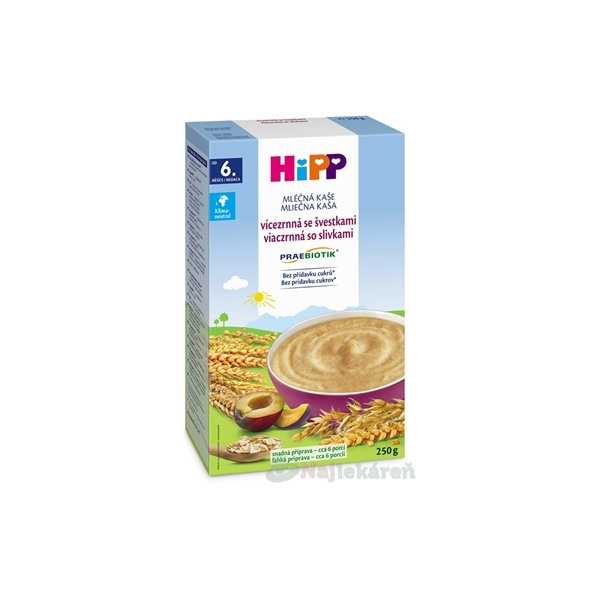 HiPP mléčná kaše Praebiotik vícezrnná se švestkami 250 g