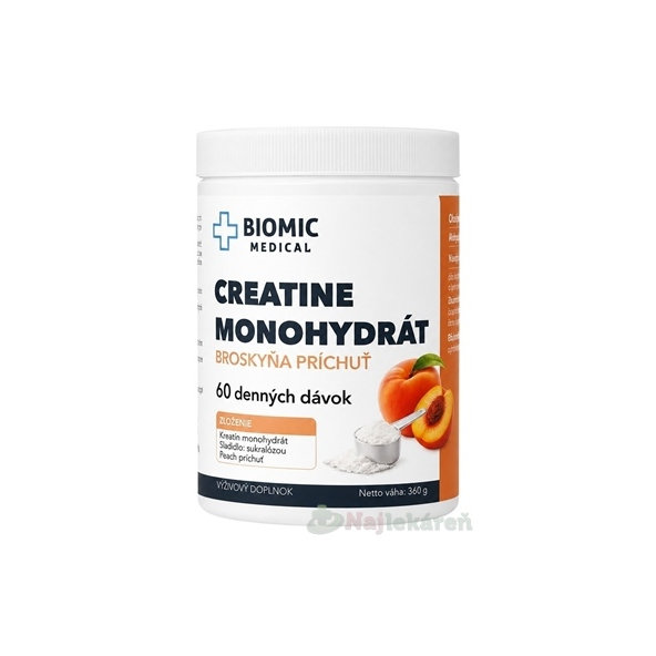 BIOMIC Creatine monohydrát broskev 360 g