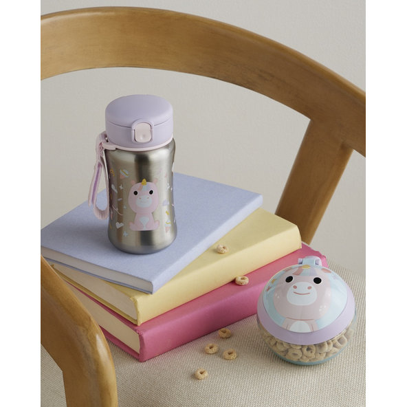 Skip Hop Besties Squad nerezová láhev s brčkem 12 m+ 350 ml