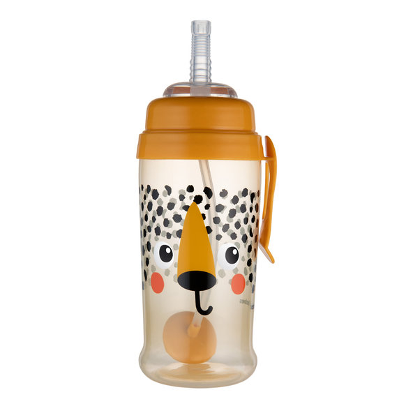 Canpol Babies BabiesBoo nevytékající láhev s brčkem Gepard 350 ml