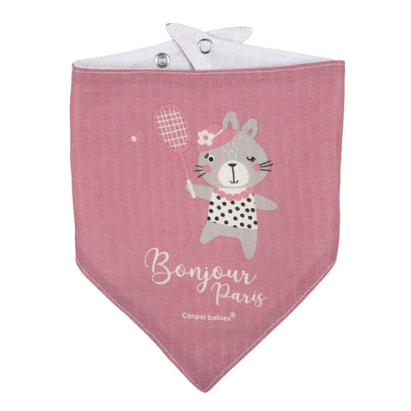 Canpol Babies Mušelínový bryndák BONJOUR PARIS růžový 0 m+ 2 ks