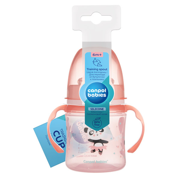 Canpol Babies Exotic Animals tréninkový hrnek růžový 6 m+ 120 ml