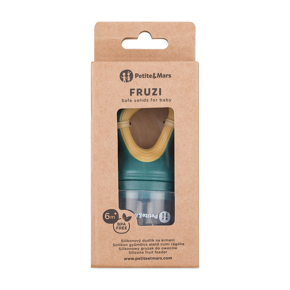 PETITE&MARS dudlík na krmení Fruzi Green&Ochre 6m+ 1 ks
