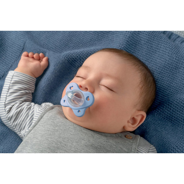 Chicco PhysioForma Dual Soft silikonový dudlík modrý 0–2 m 1 ks