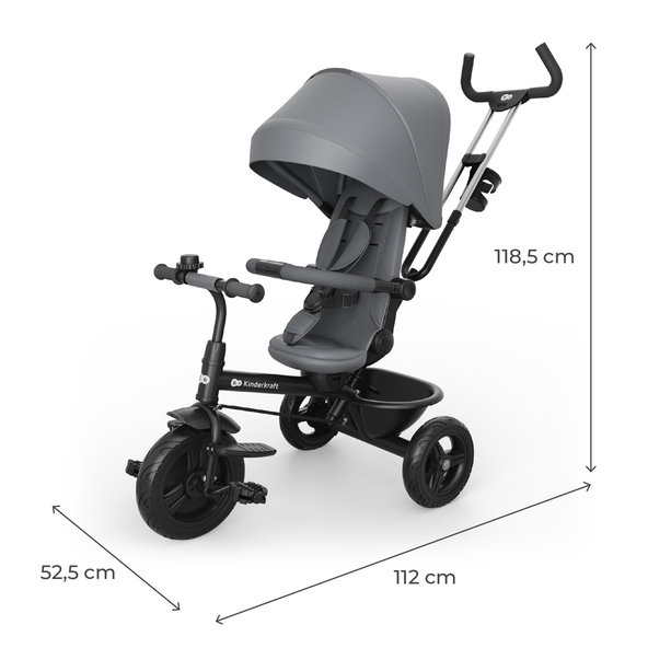 Kinderkraft trojkolka Aston 2 Plus Grey 9m+