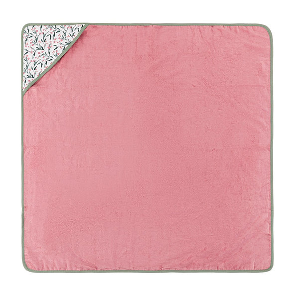 PETITE&MARS Loulou Osuška s kapucí Pink Meadow 100 x 100 cm